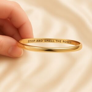 Kate Spade “Stop and Smell the Roses” Idiom Bangle – Gold-Tone Bracelet